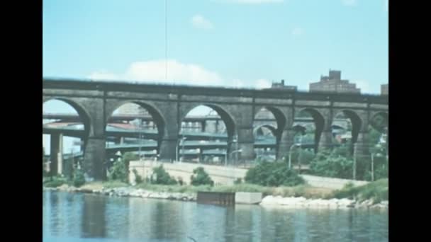 न्यूयॉर्क का अभिलेखागार 1970 के दशक में हाई ब्रिज — स्टॉक वीडियो