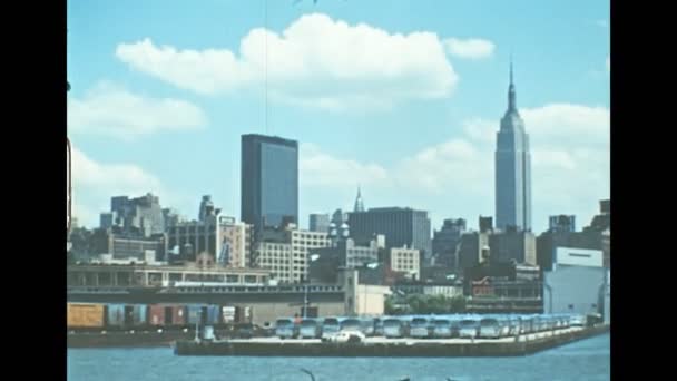 New York città nel 1970 skyline di Manhattan — Video Stock