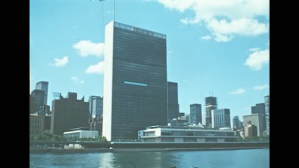 New York Long Island skyline in 1970s — Stock Video