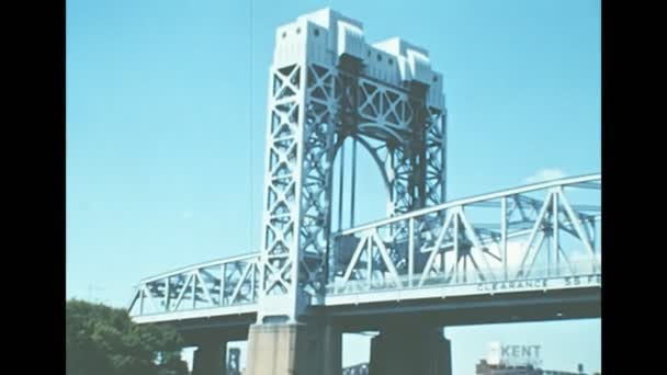 Arkivering av broar i New York Harlem River Lift Span — Stockvideo