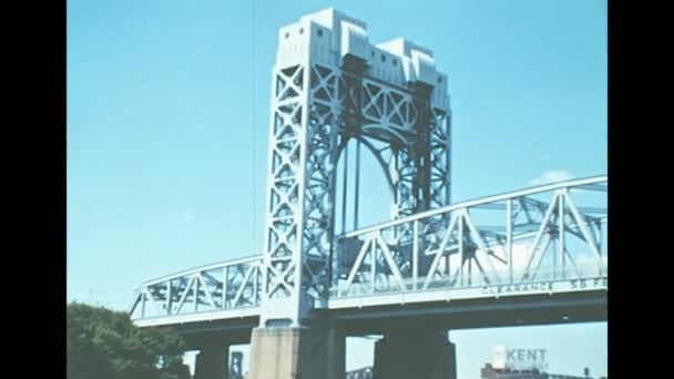 Archival of New York bridges Harlem River Lift Span — Stock Video