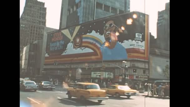 Archival Stevie Wonder in Times Square in 1970s — Stock Video