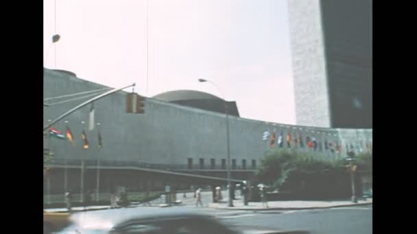 Archival of New York of United Nations HQ in 1970s — Stock Video