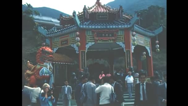 Hong Kong 'un Tin Hau Tanrıça Tapınağı 1980' ler — Stok video