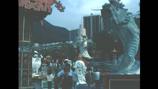 Templo de la Diosa de Tin Hau de Hong Kong 1980 — Vídeo de stock