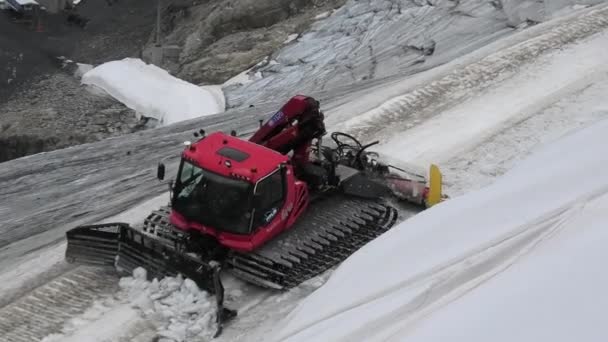 Snowplow of Switzerland Aerial view — Stock Video