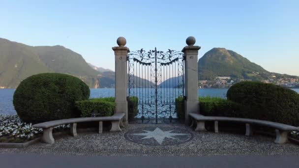 Lugano Gölü 'nün kapısı. — Stok video