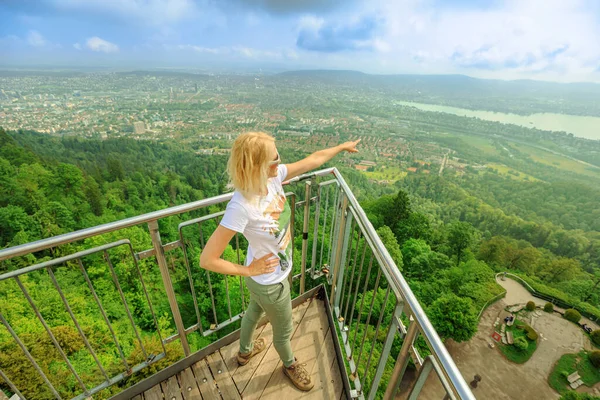 Zürich panorama från Uetliberg torn solnedgång — Stockfoto