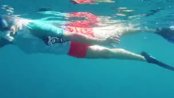 Femme nageant sous l'eau — Video