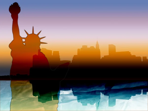 Silhouette der Skyline von New York — Stockfoto