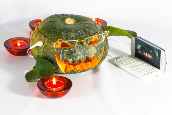 Halloween Pumpkin Selfie — Stock Photo, Image