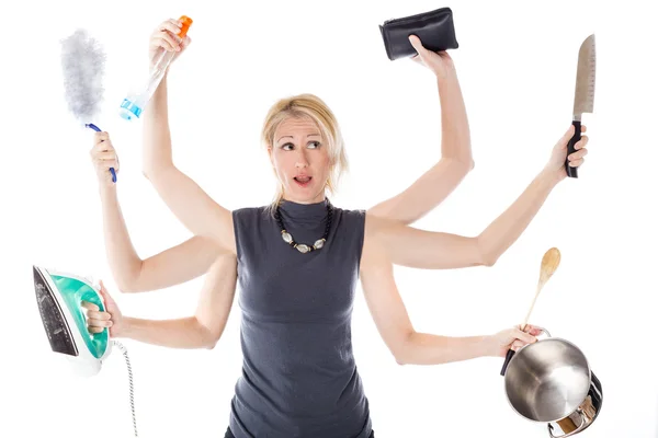 Multitâche femme au foyer — Photo