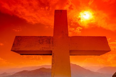 Cross at sunset clipart