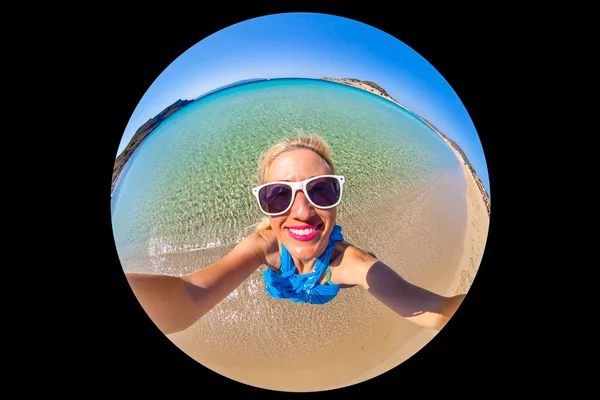 파라다이스 비치 selfie — 스톡 사진