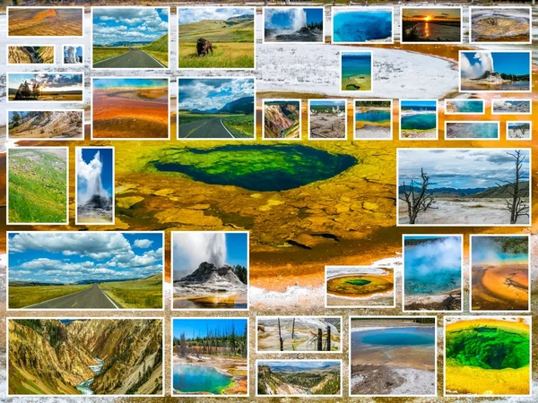 Yellowstone Glory Pool Collage — Zdjęcie stockowe