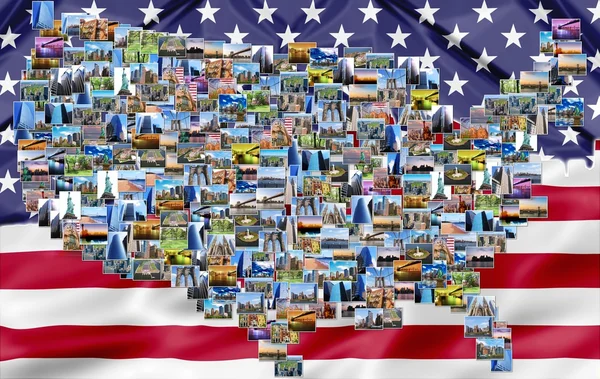 USA map collage with flag — стокове фото