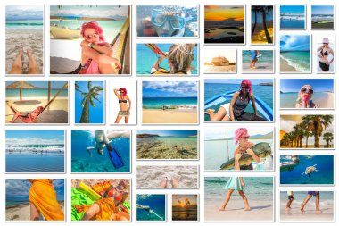 Summer beach vacation collage