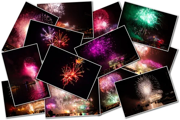Fireworks pictures collage — Stockfoto