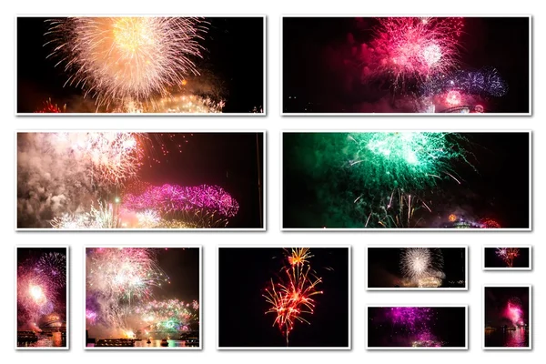 Fireworks pictures collage — Φωτογραφία Αρχείου