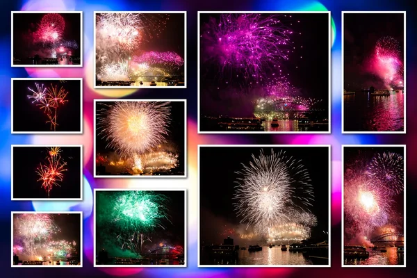 Fuegos artificiales imágenes collage — Foto de Stock