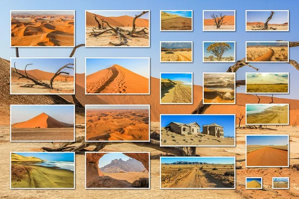 Namibia sand dunes collage — 스톡 사진