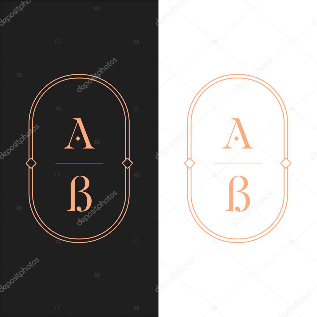 Letter Logo Luxury. Art Deco style logotype design for luxury company branding. Premium identity design. Letter A B
