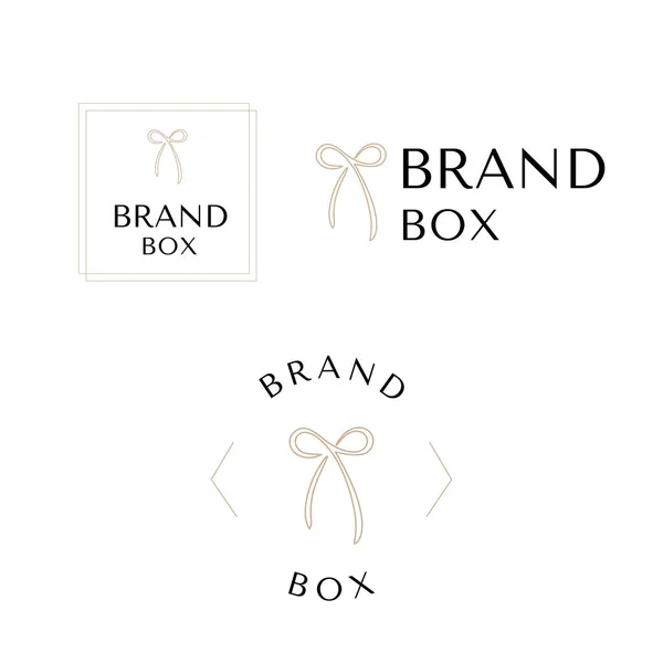 Elegant gift box logo with bow. Brand box template — Wektor stockowy