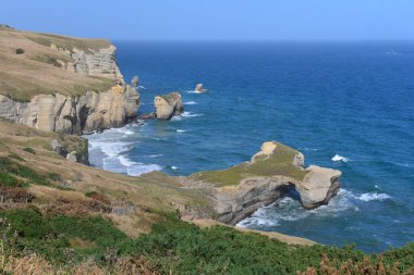 Yeni Zelanda yakınlarındaki tenha tünel plajı.