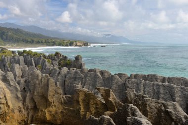 Paparoa Ulusal Parkı 'nda Krep Kayaları