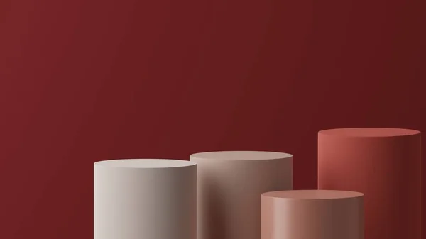 Asgari soyut podyum ürün sunum arka planı veya markalaşma konsepti, kırmızı, pembe 3D render, 3D illüstrasyon, Rendering için tasarım.