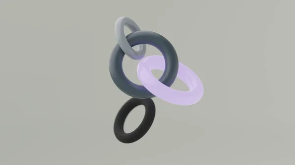 Gerçekçi 3D torus işlemeli nesnelerle modern minimal tasarım. Soyut arkaplan. Sanat eğilimi posteri.