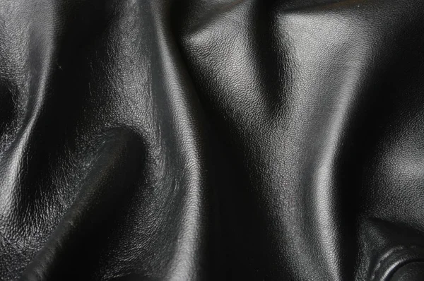 Black Leather Texture With Folds, Soft Surface, Material Used For Apparel, Clothes, Bags and Shoes, Office Stationery and Decor, Furniture and Equipment