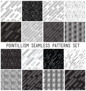 Vector lineal geometric seamless patterns set clipart