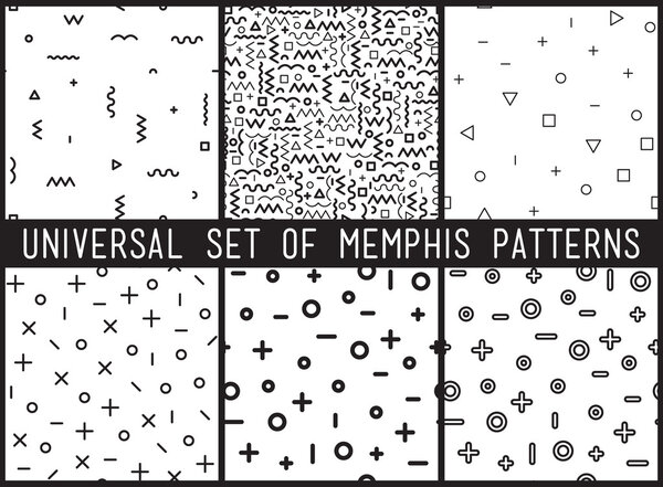 Set of universal vector fashion geometric seamless patterns