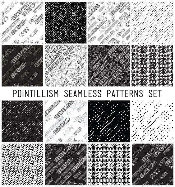 Vector lineal geometric seamless patterns set — Stock Vector