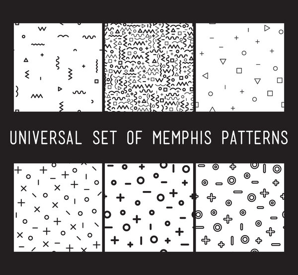 Set of universal vector fashion geometric seamless patterns