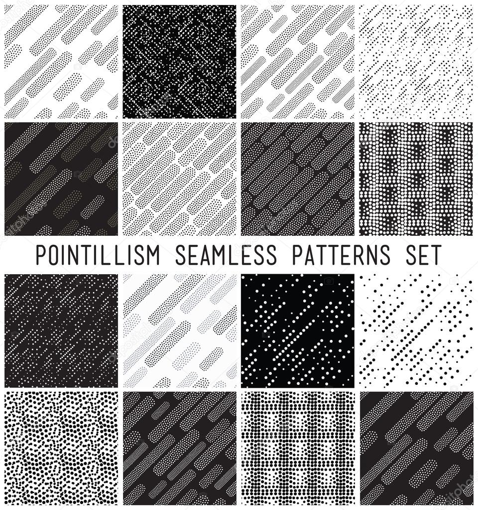 Vector lineal geometric seamless patterns set