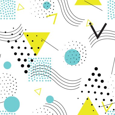 Retro, memphis 80s tarzında dikişsiz geometrik desen 
