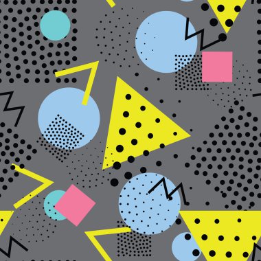Retro, memphis 80s tarzında dikişsiz geometrik desen