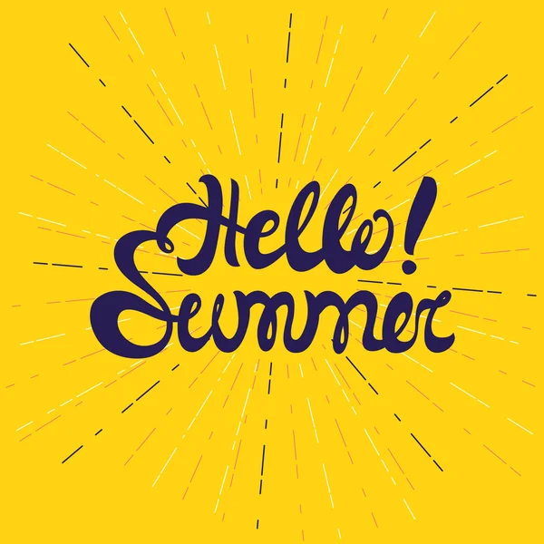 Hello summer poster, lettering with conceptual background — Stockový vektor