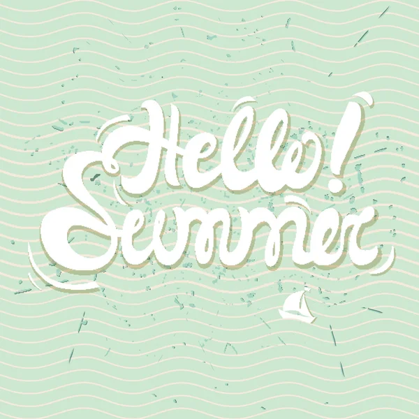 Hello summer poster, lettering with conceptual background — Stockový vektor