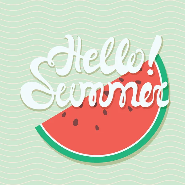 Hello summer poster, lettering with conceptual background — Stockový vektor