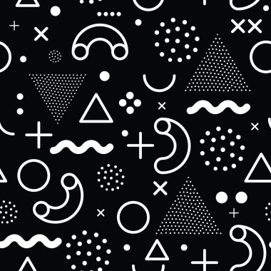 Vector seamless pattern in pointillism, memphis, 80s, 90s style