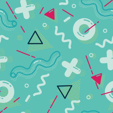 Vector seamless pattern in pointillism, memphis, 80s, 90s style