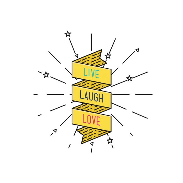 Viva o amor do riso. Ilustração do vetor inspirador, citações motivacionais cartaz plano — Vetor de Stock