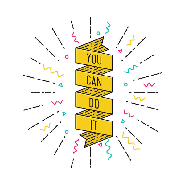 You can do it. Inspirational vector illustration, motivational quotes flat