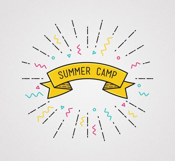 Cartaz de acampamento de verão em design plano. Ilustração inspiradora — Fotografia de Stock