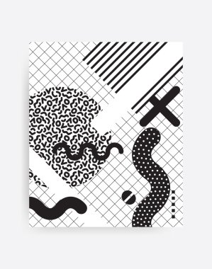 siyah ve beyaz Neo Memphis geometrik desen