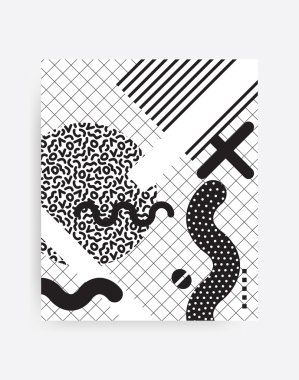 black and white Neo Memphis geometric pattern clipart