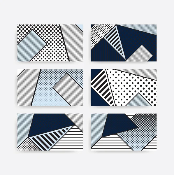 Schwarz-weiß Pop Art geometrisches Muster Set — Stockvektor